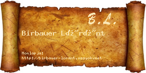 Birbauer Lóránt névjegykártya